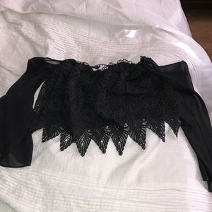 Floral crop top with sheer sleeves